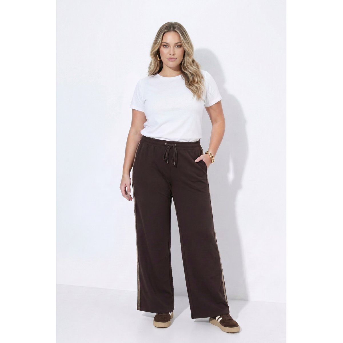 Pantalon longueur 3/4 et jambe large acajou, ULLA POPKEN