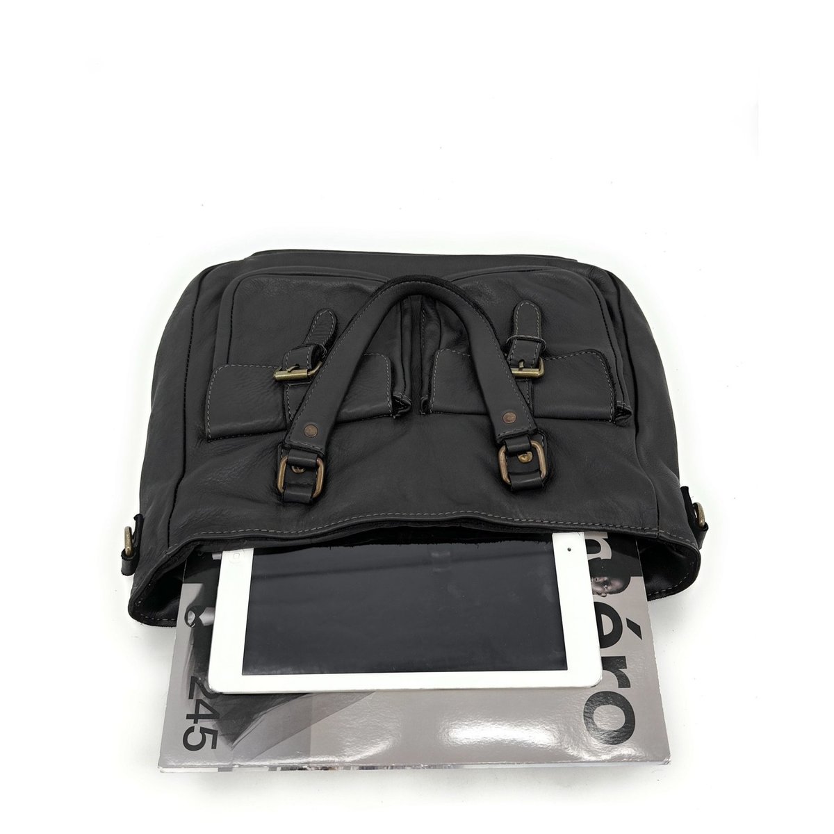 Sac à main en cuir vintage JENNER noir, OH MY BAG