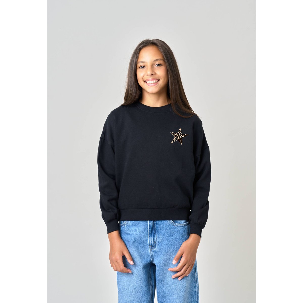 Sweat fille imprimé étoile léopard LEOSTAR black, DEELUXE