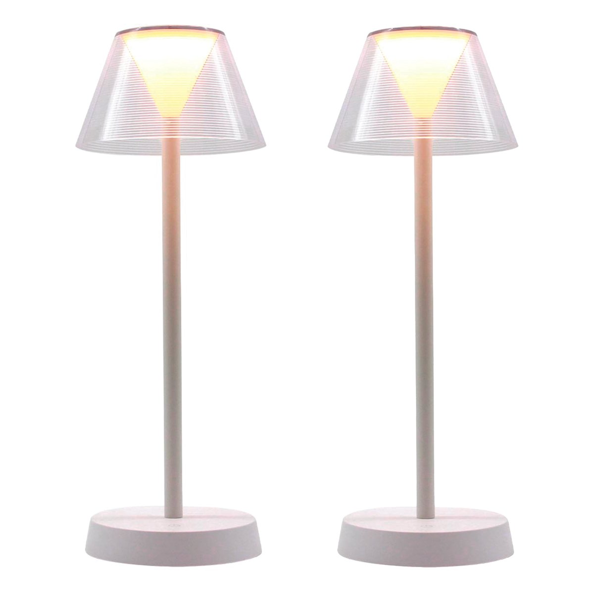 Lot de 2 lampes de table sans fil 2x BEVERLY blanc, LUMISKY