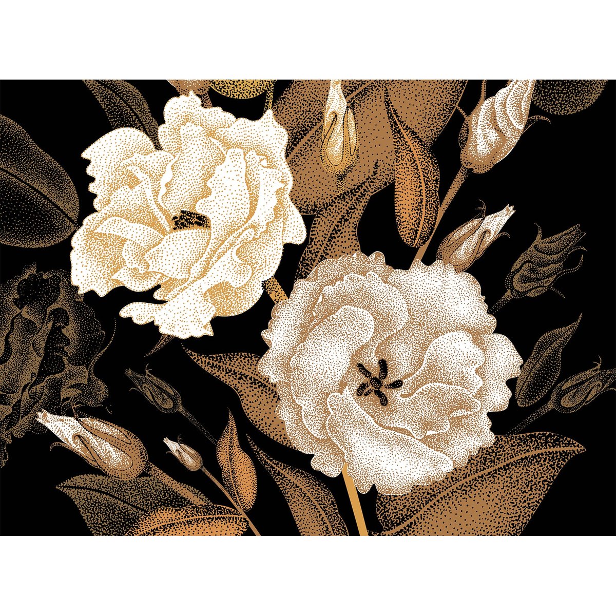 Papier peint panoramique fleurs bouquet vintage intissé, HEXOA