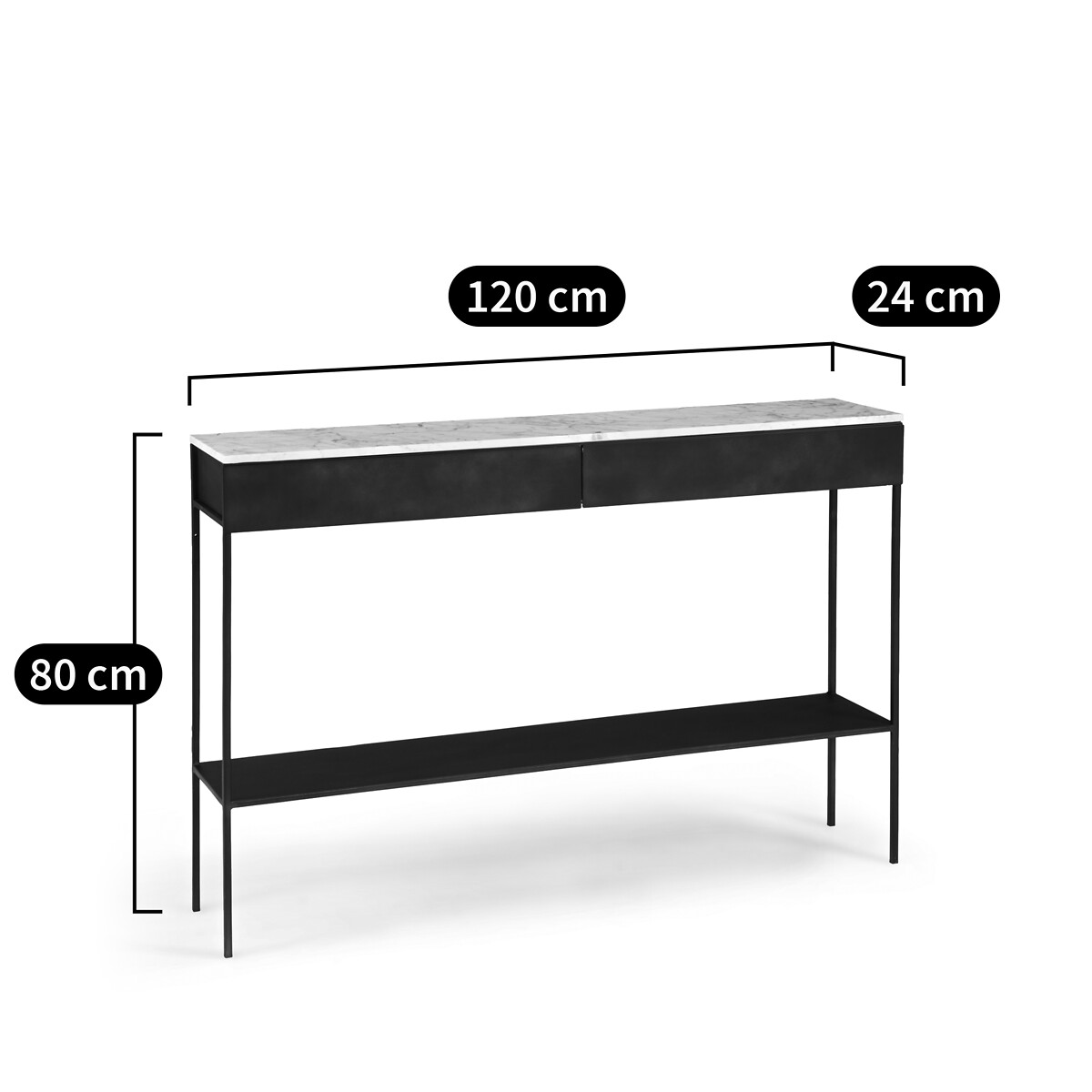 Fébée Marble & Metal Console Table black, AM.PM