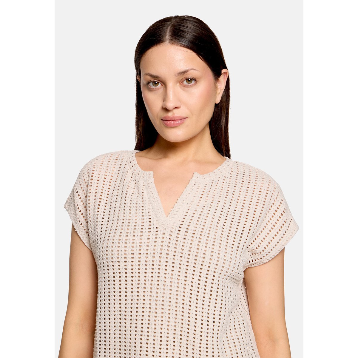 T-Shirt avec structure manches courtes gris, BETTY & CO