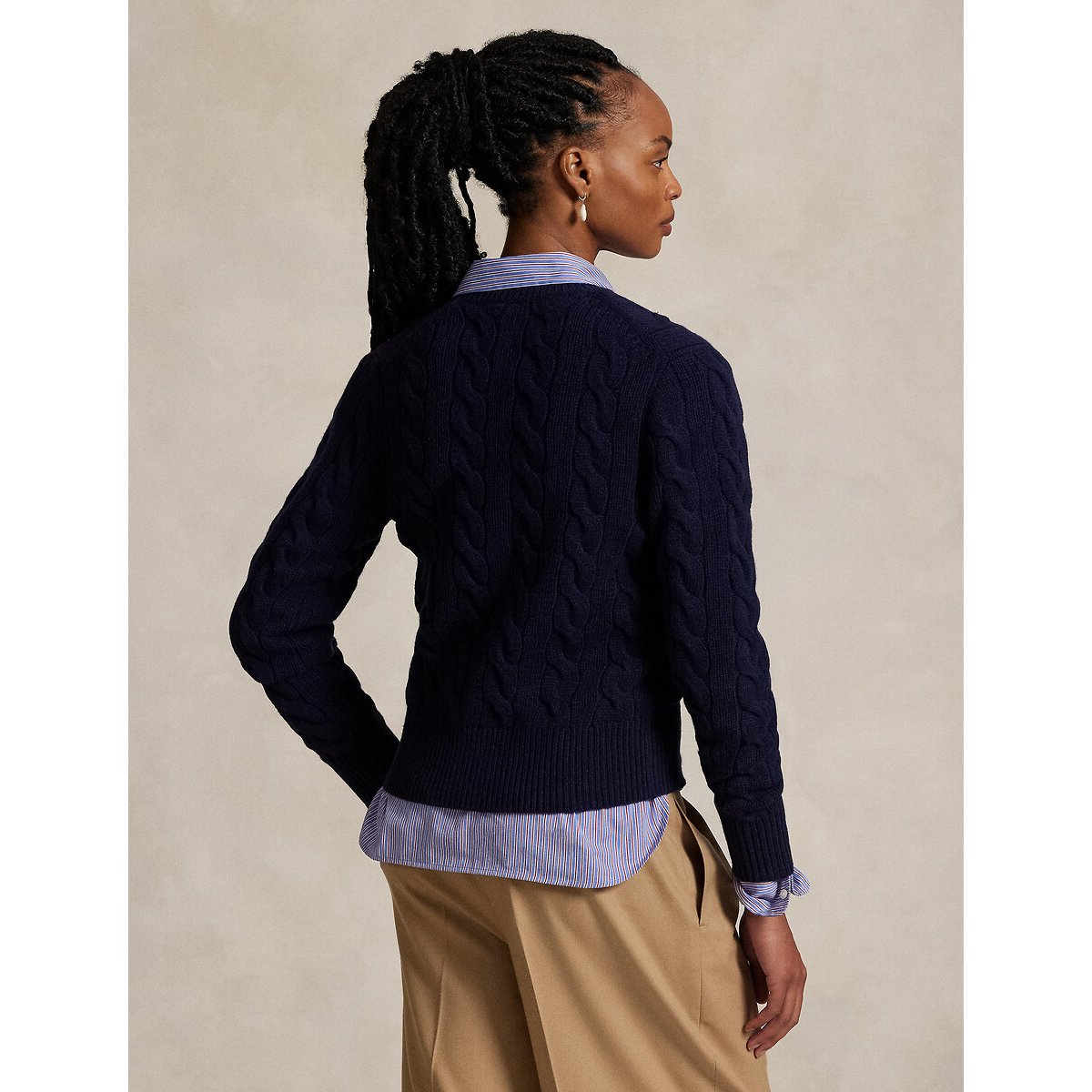Wool/Cashmere Cardigan in Cable Knit navy, POLO RALPH LAUREN