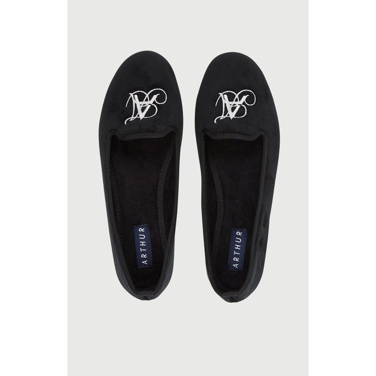 Chaussons ballerine en velours noir noir, ARTHUR