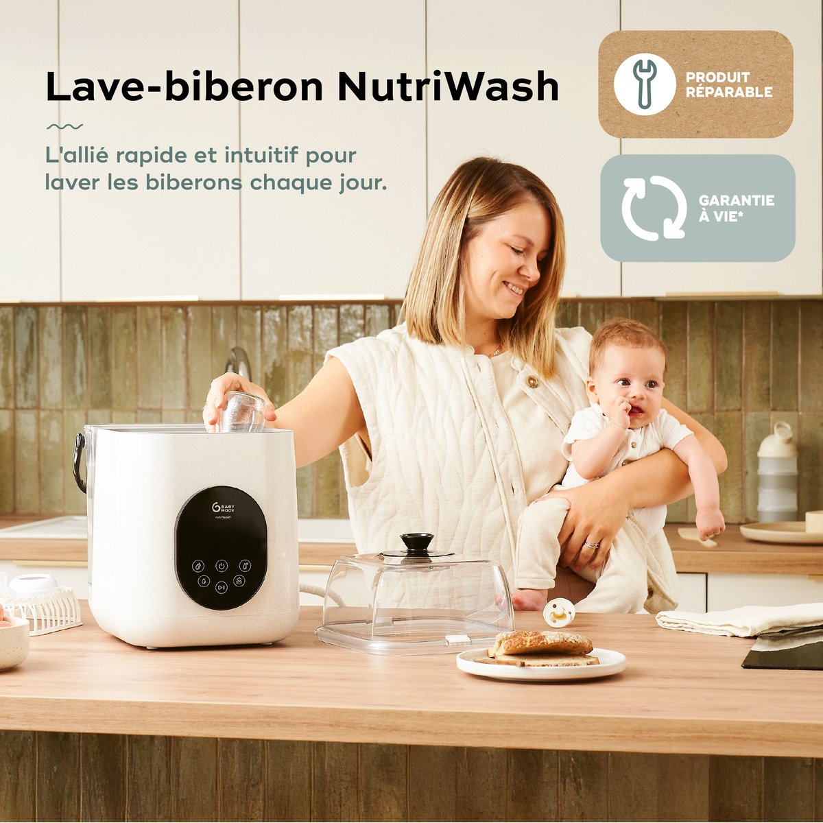 Lave biberon et stérilisateur Nutriwash beige, BABYMOOV