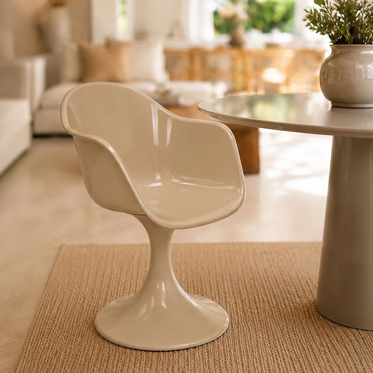 Lot de 2 fauteuils de table en résine acrylique, GLAM beige, NOW'S HOME