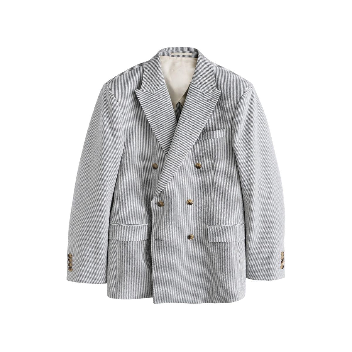 Veste de costume ajustée/croisée seersucker signature bleu, NEXT