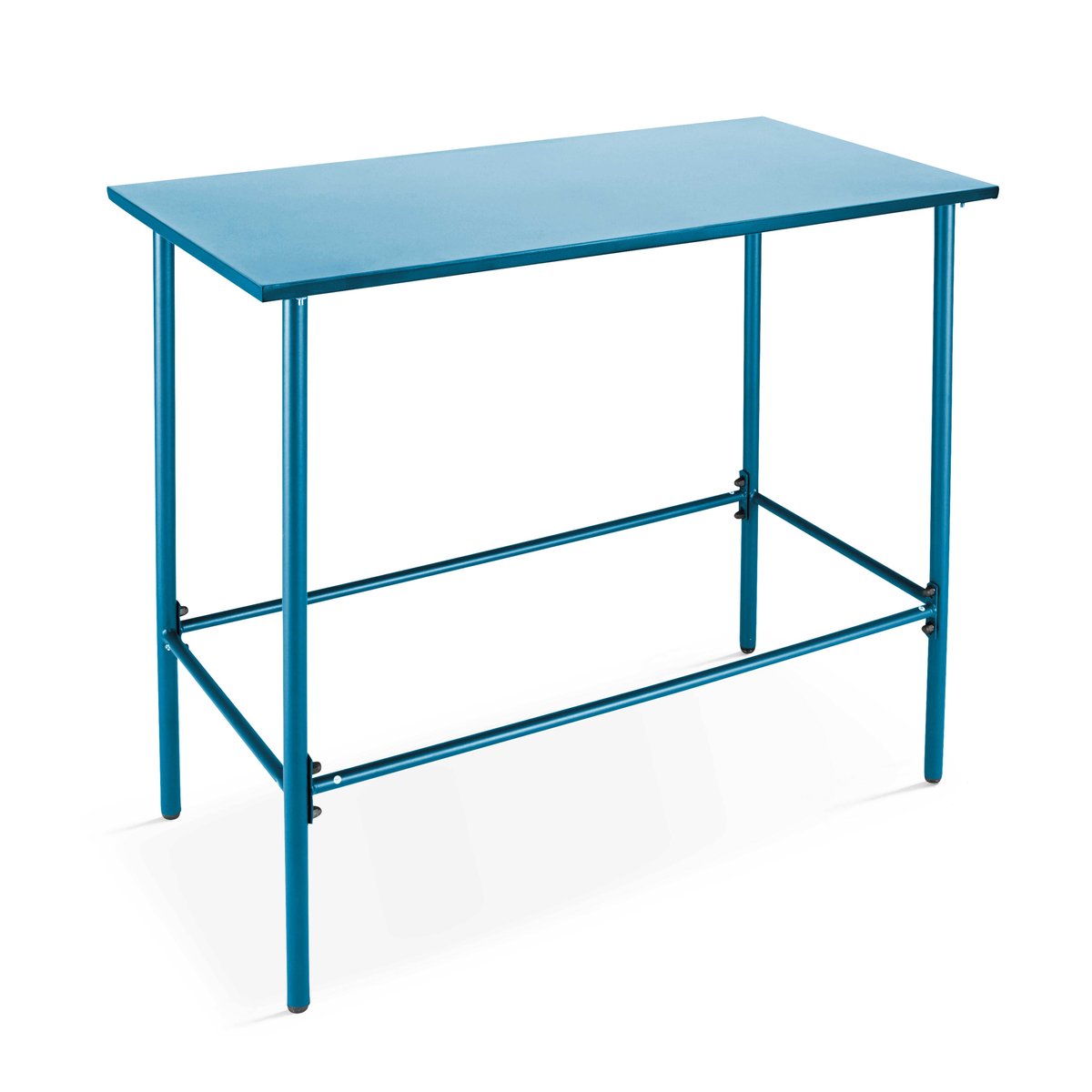 Table de jardin haute en acier, PALAVAS bleu pacific, OVIALA
