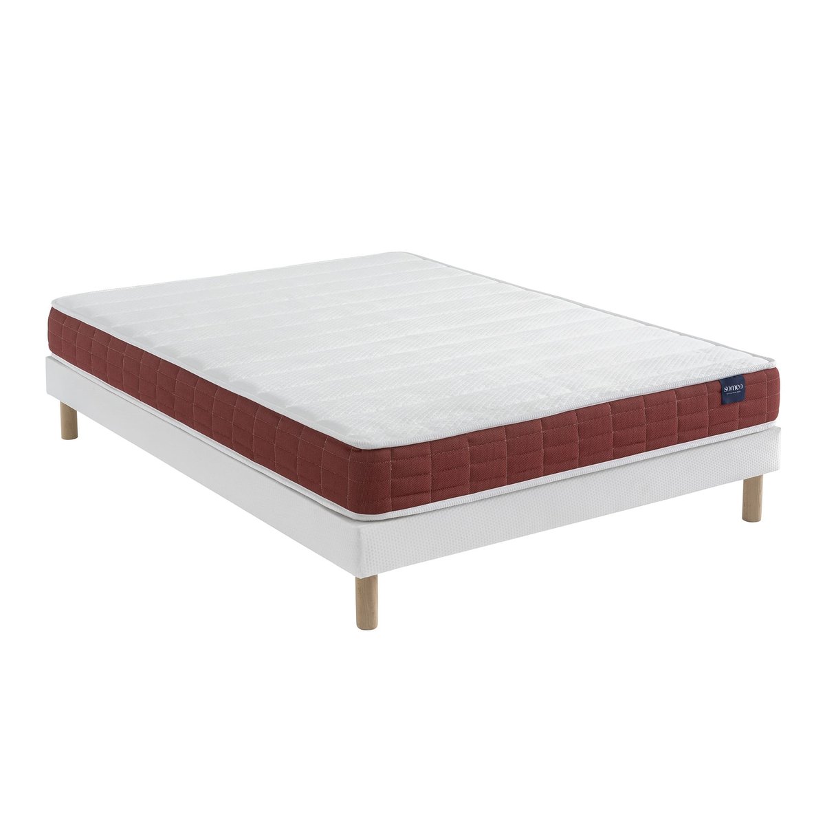 Ensemble matelas couchage latex, sommier Lune et pieds Crépuscule 400 blanc, SOMEO