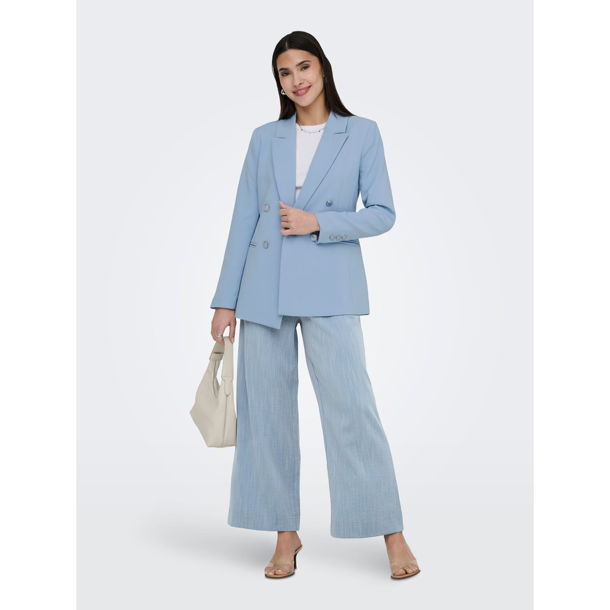 Blazer coupe droite, boutonné bleue - soft chambray, ONLY