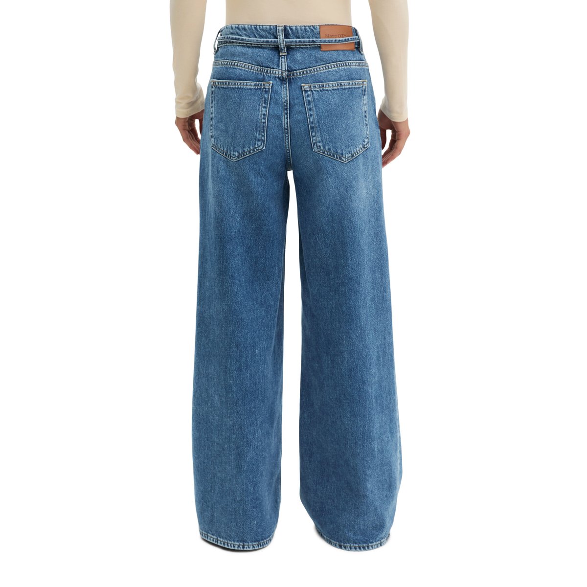 Jeans modèle Lania wide en denim rigide sans élasthanne bleu, MARC O'POLO