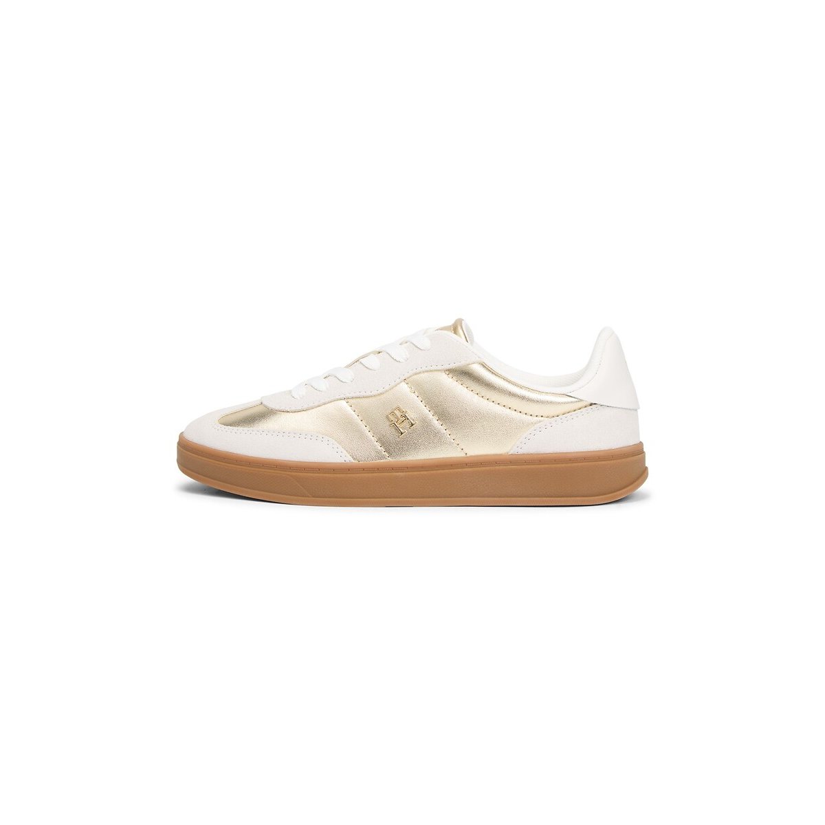 Baskets en cuir Mu Jackie ecru/doré, TOMMY HILFIGER