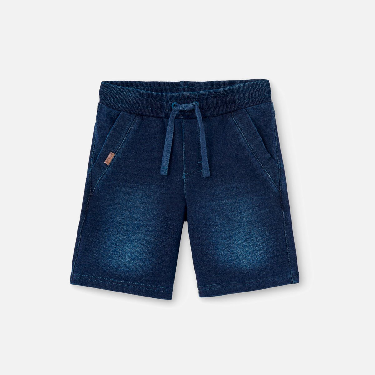 Short garçon tricot avec cordon de serrage bleu, BOBOLI