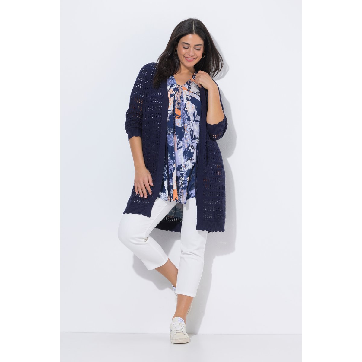 Cardigan long bleu encre, ULLA POPKEN