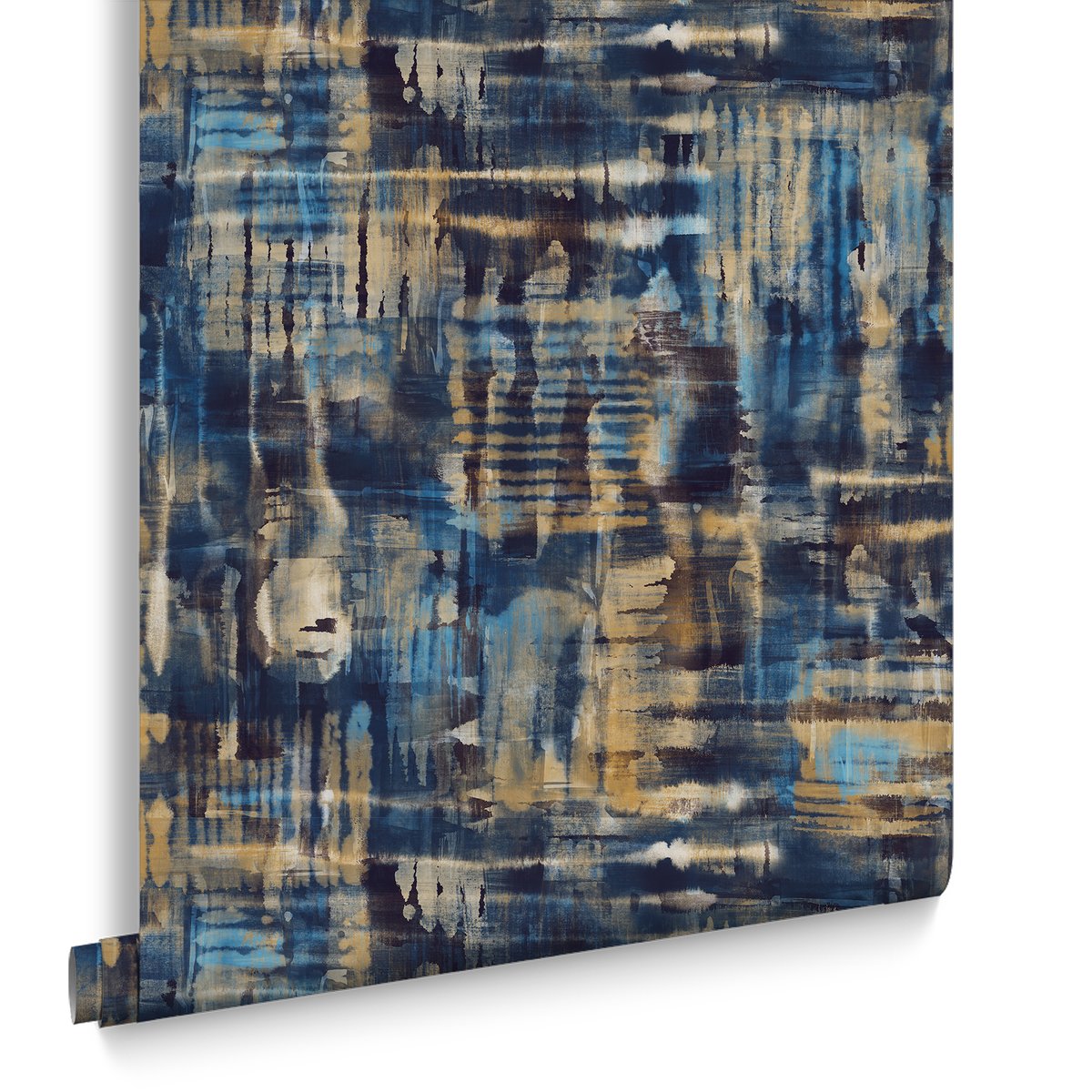 Papier peint Reecho Twilight bleu, ocre, GRAHAM ET BROWN