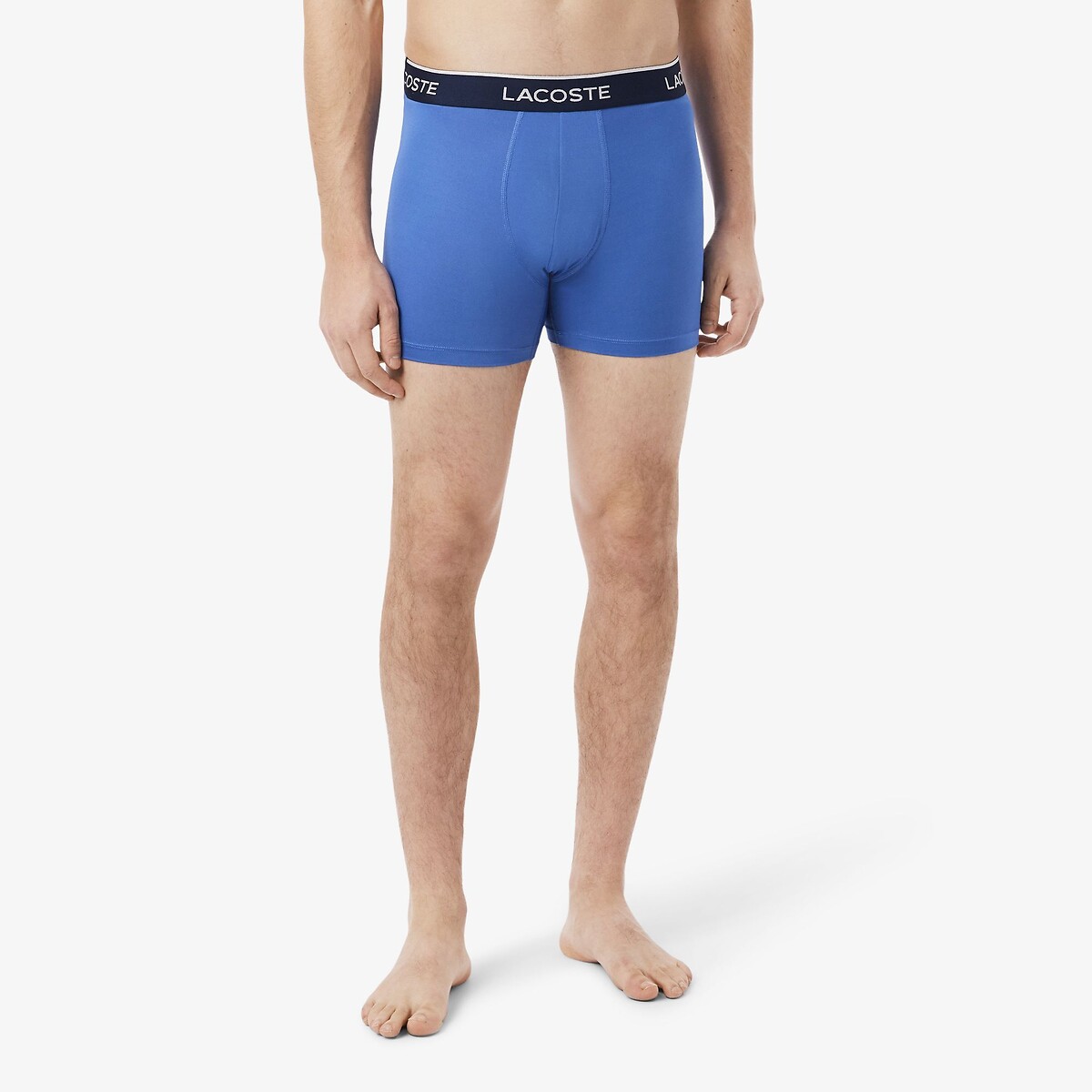 Confezione da 3 boxer in microfibra blu, LACOSTE