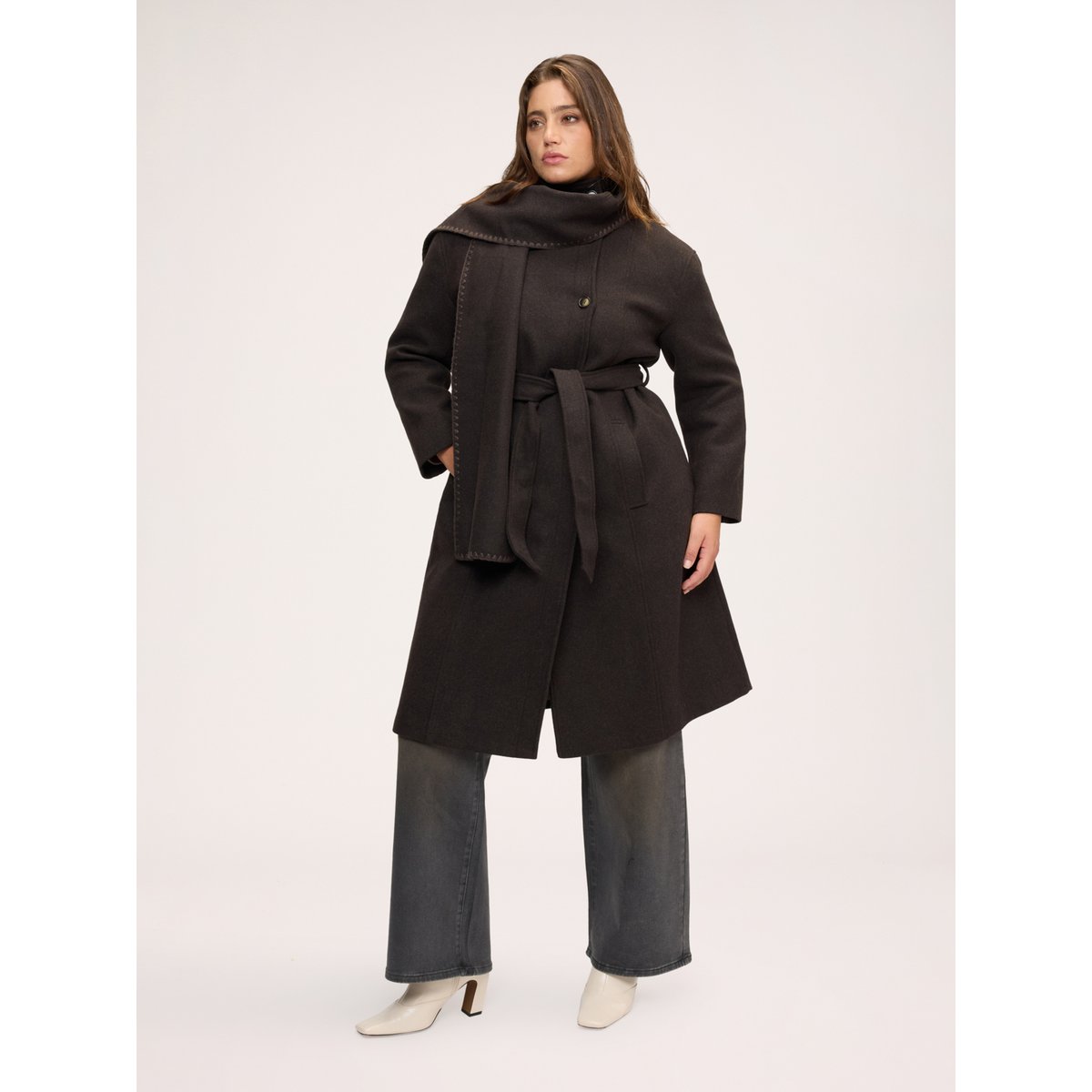 Manteau avec ceinture à la taille marron, FIORELLA RUBINO