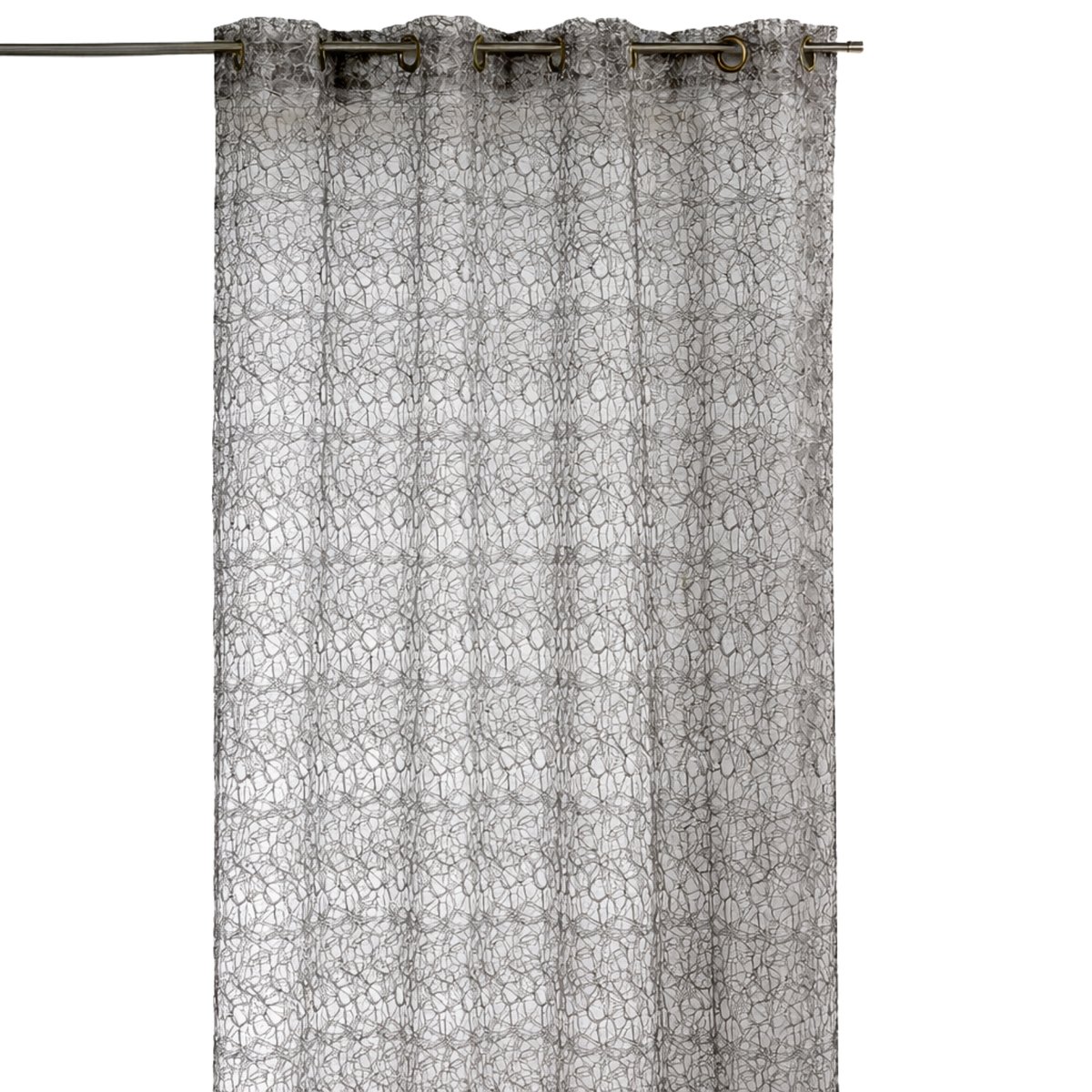 Rideau voilage broderie ton sur ton gris clair, HOME MAISON