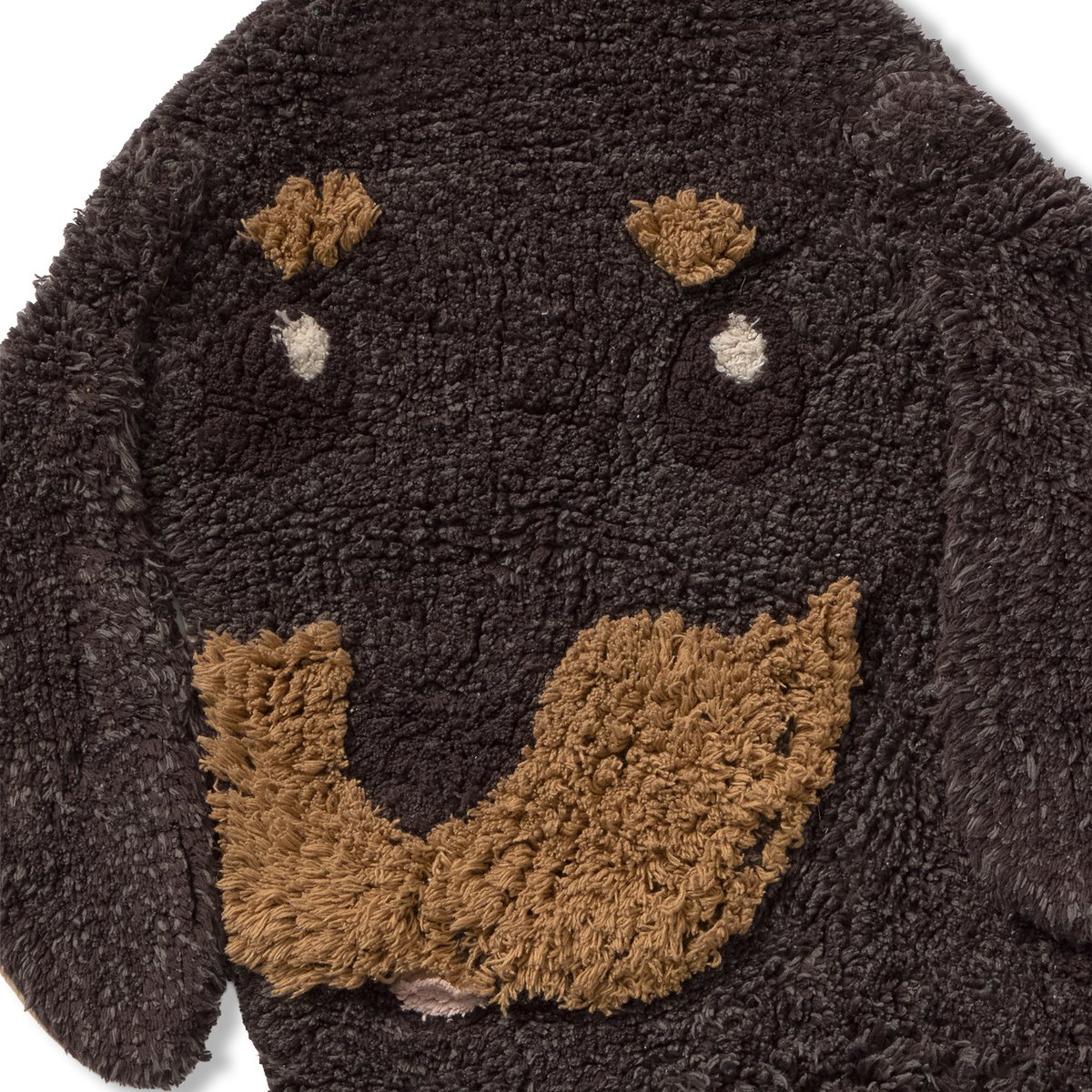 Tapis lavable Chien Jack PETALS & PALS gris foncé, grain de café, ocre, rose, LORENA CANALS