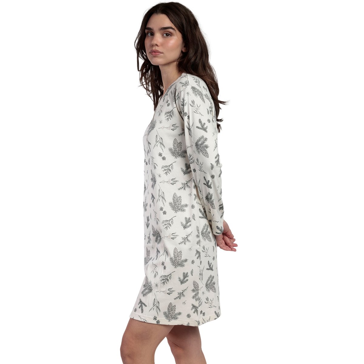 Chemise de nuit manches longues Winter Wood gris, ADMAS