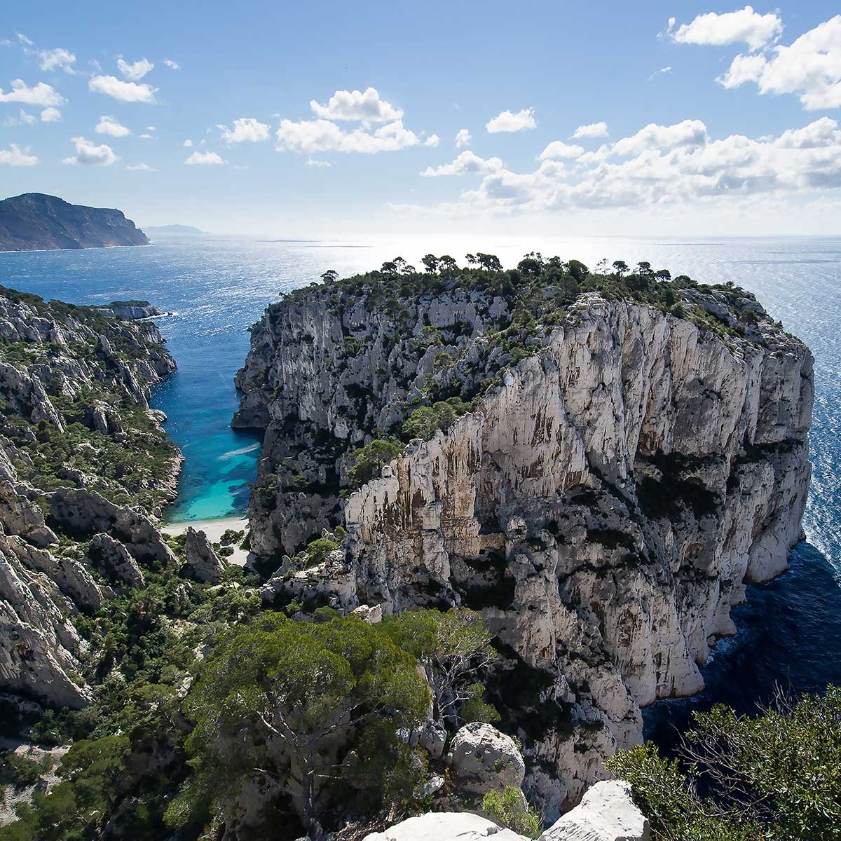 Tableau plage et calanques à cassis tableau alu dibond, HEXOA