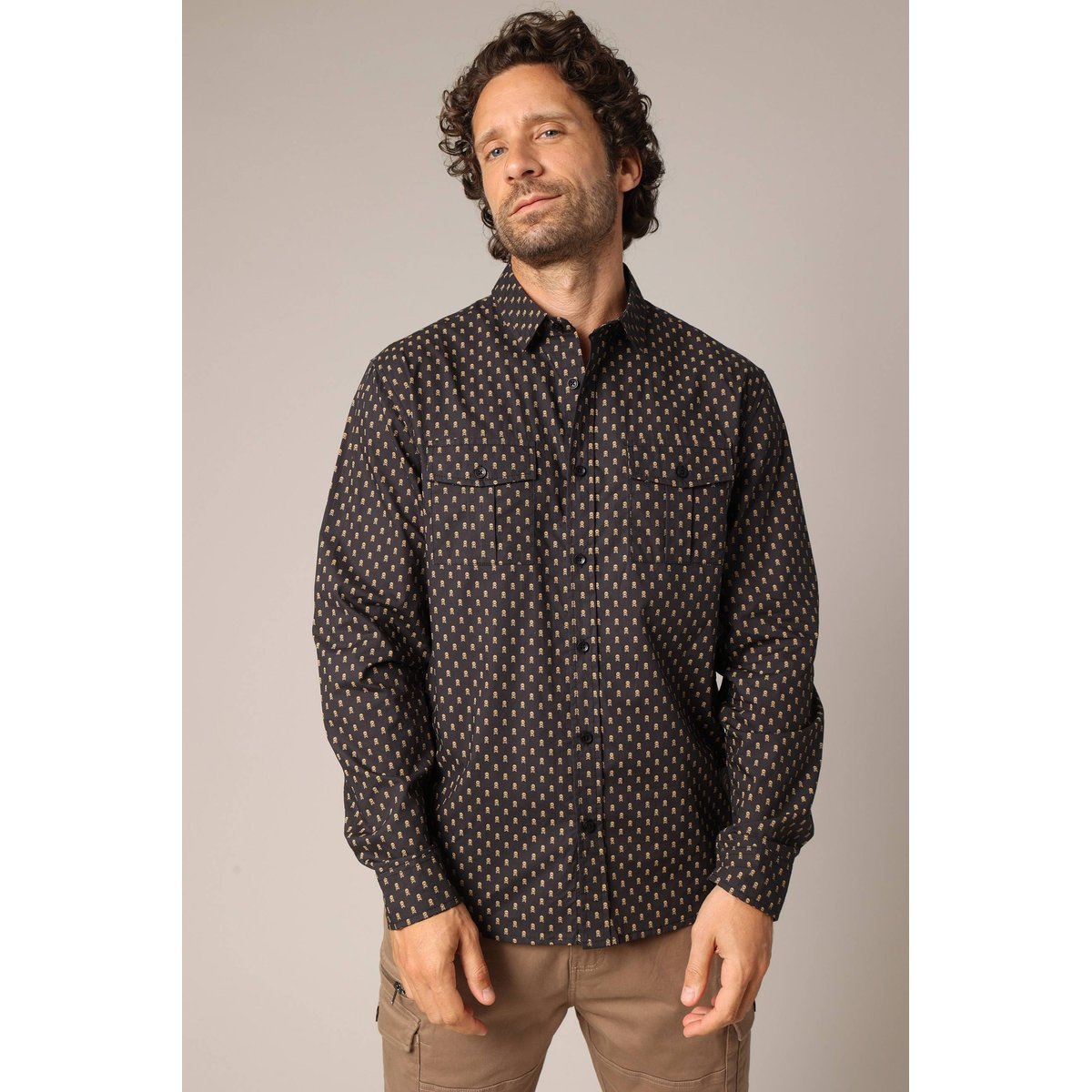 Chemise imprimée en 100% coton LATHI black, DEELUXE