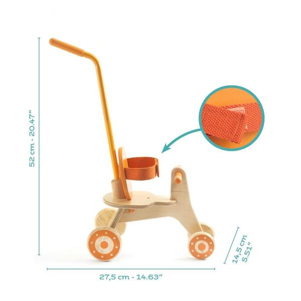 Tricycle pour poupée Poméa bois clair, DJECO