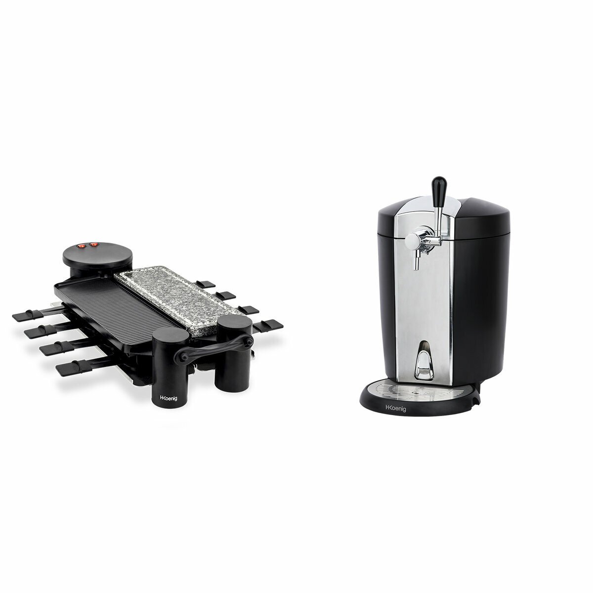 appareil a raclette 4 en 1 et tireuse a biere 5l - rp360 +bw1778 gris, H.KOENIG