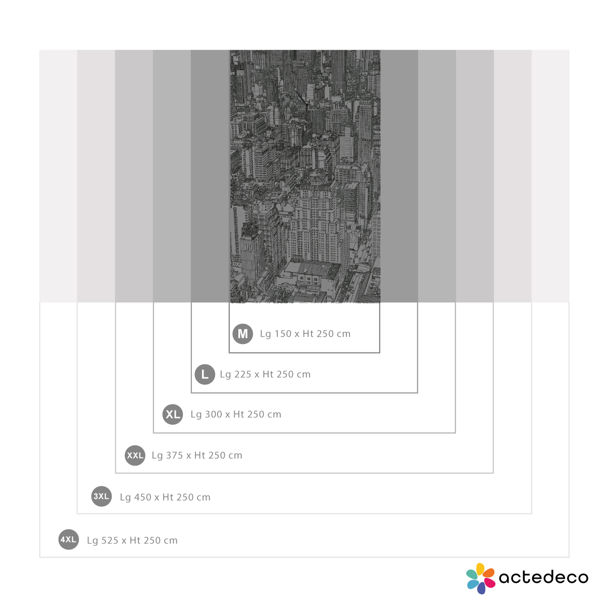 Papier peint panoramique New-York New-Yorker, 150 x 250cm gris, ACTE DECO