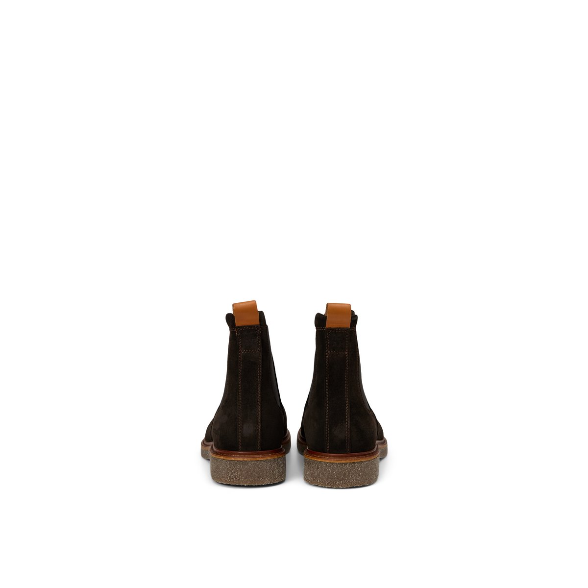 Bottines Chelsea modèle Linus en cuir velours huilé marron foncé, MARC O'POLO