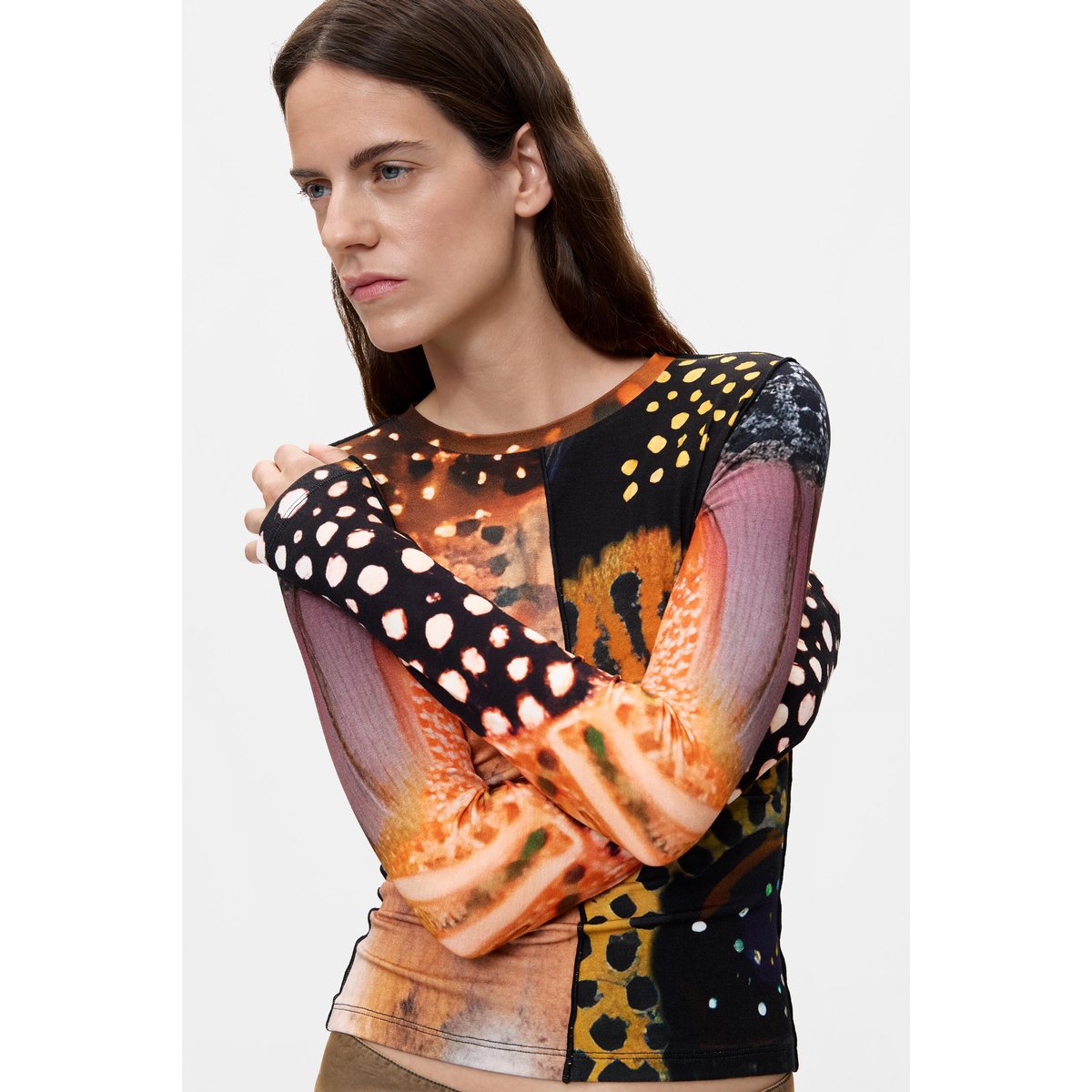 T-shirt imprimé à manches longues multicolore, DESIGUAL