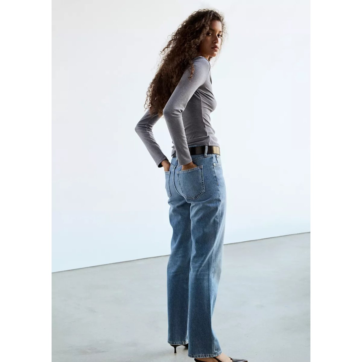 Jean Matilda droit taille haute bleu moyen, MANGO