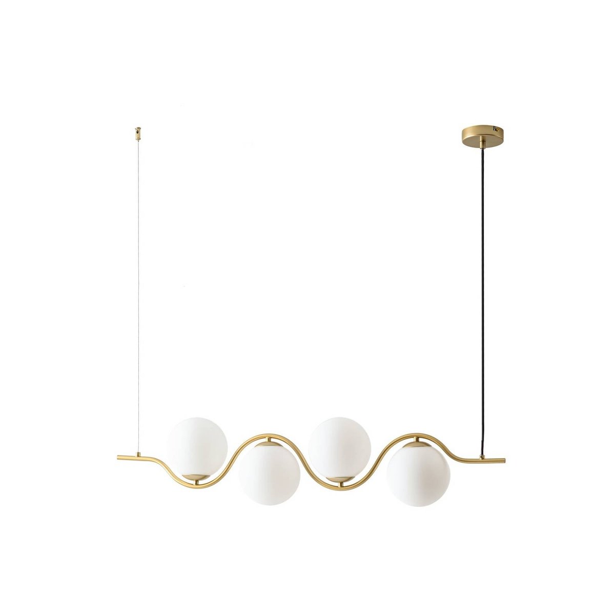 Suspension en verre design, Isandro doré, blanc, LUCANDE