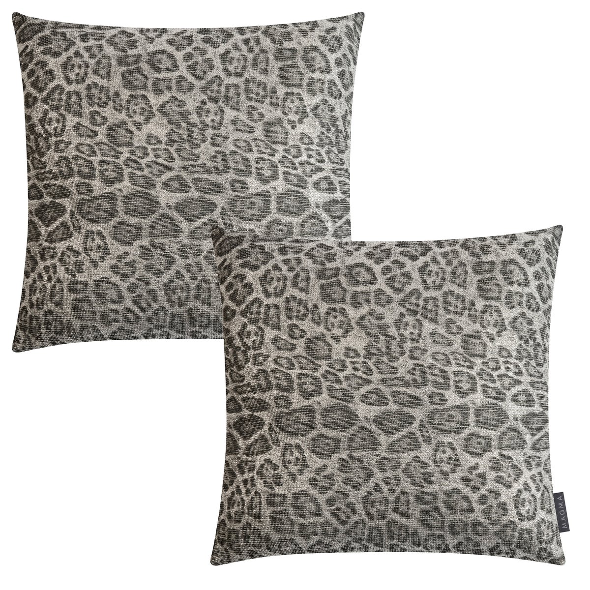 Lot de 2 housses de coussin motif panthère NAMIR anthracite et gris, MAGMA HEIMTEX