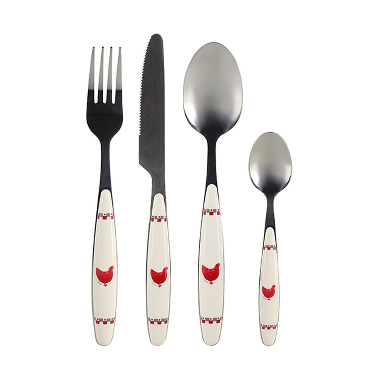 Lot de 6 cuillères à café 15cm, GALLINA beige-inox, NOVASTYL