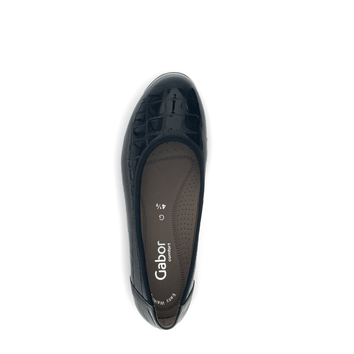 Ballerines en cuir vernis à talon compensé noir vernis, GABOR