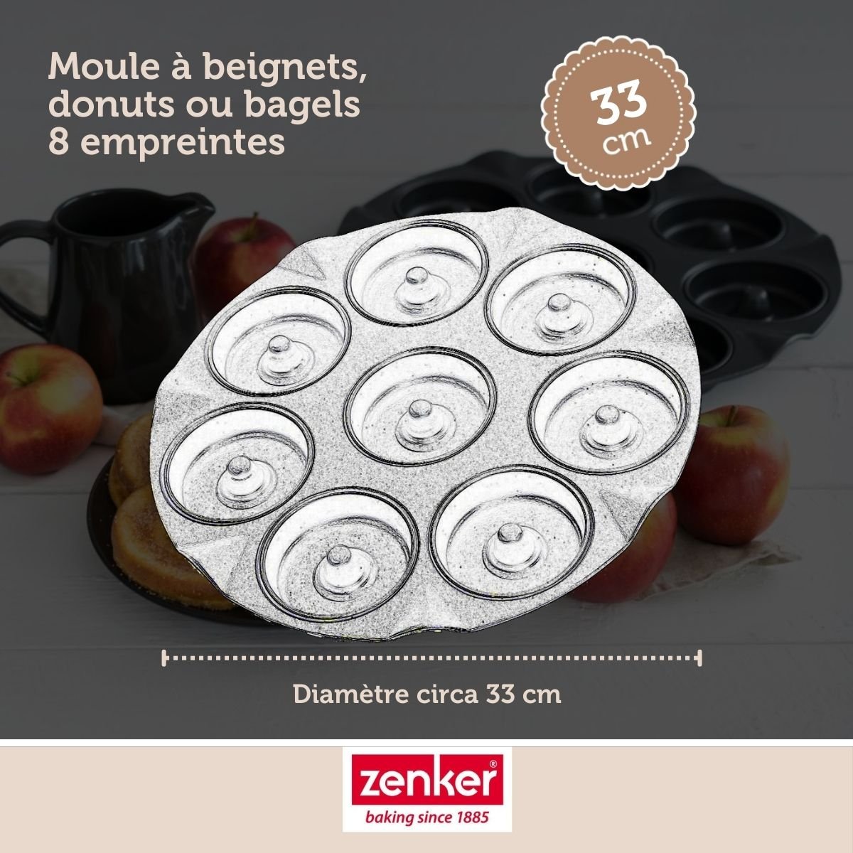 Moule pour 8 beignets au four BLACK METALLIC noir, ZENKER