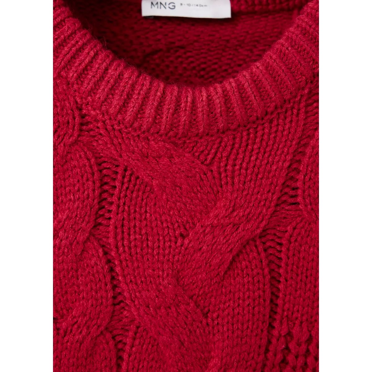 Pull-over maille tressée rouge, MANGO KIDS