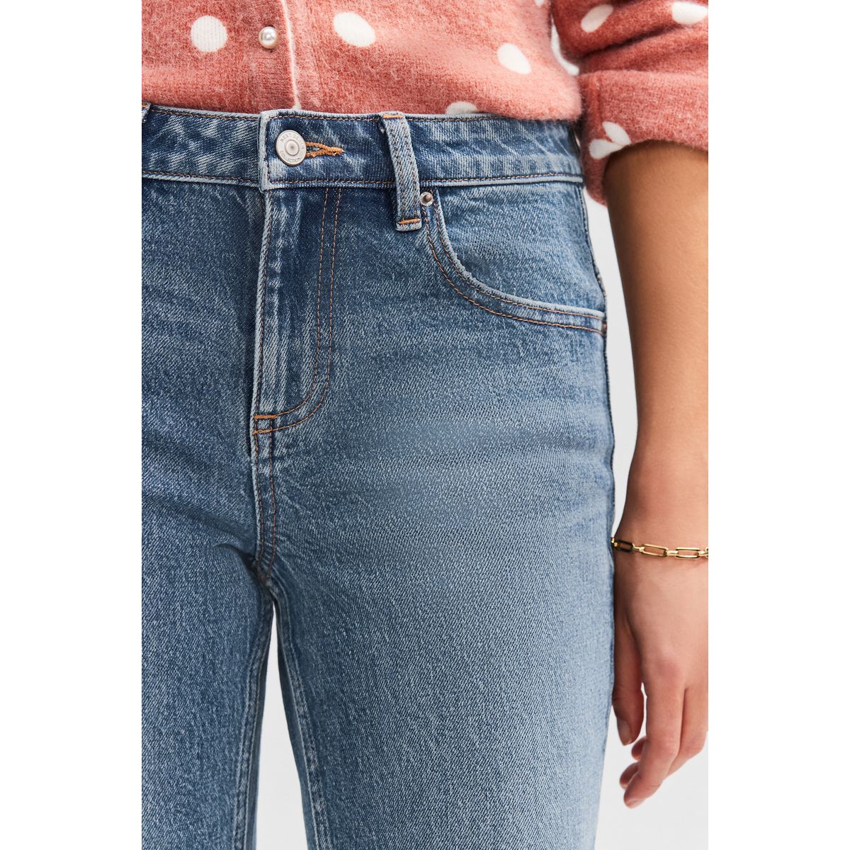 Bermuda longueur genou en denim bleu moyen, NEXT