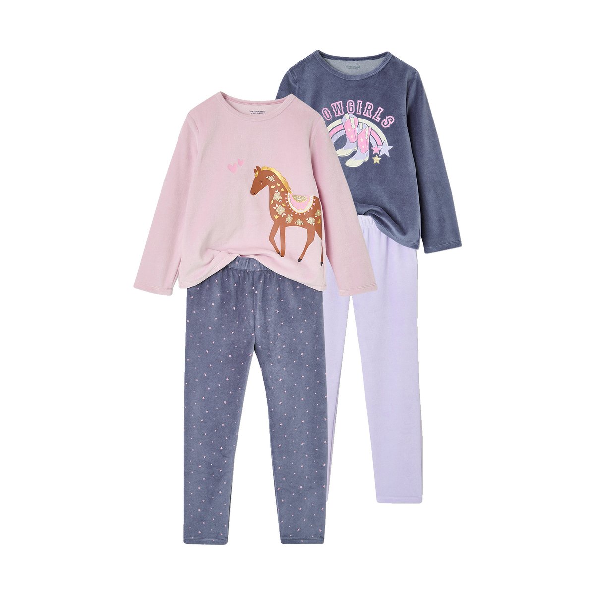 Lot de 2 pyjamas bleu ardoise, VERTBAUDET