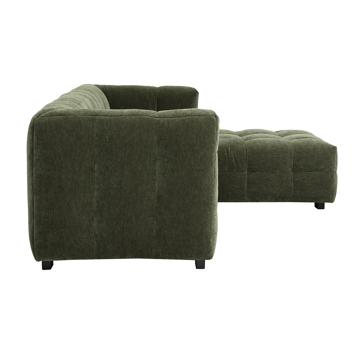 Canapé d'angle droit design 3 places en tissu effet velours vert kaki CORTO kaki, MILIBOO