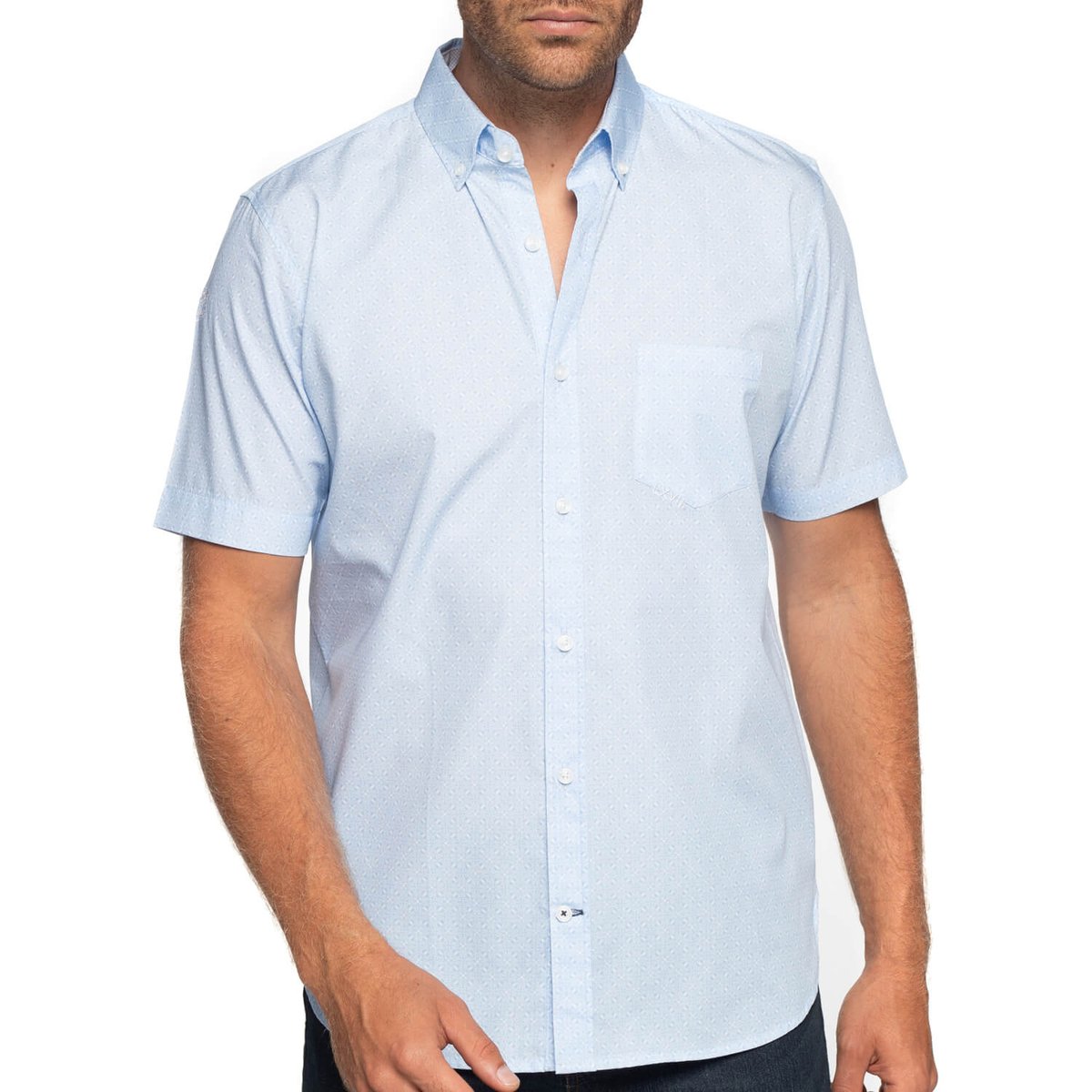 Chemise manches courtes poche imprimée ciel, SHILTON