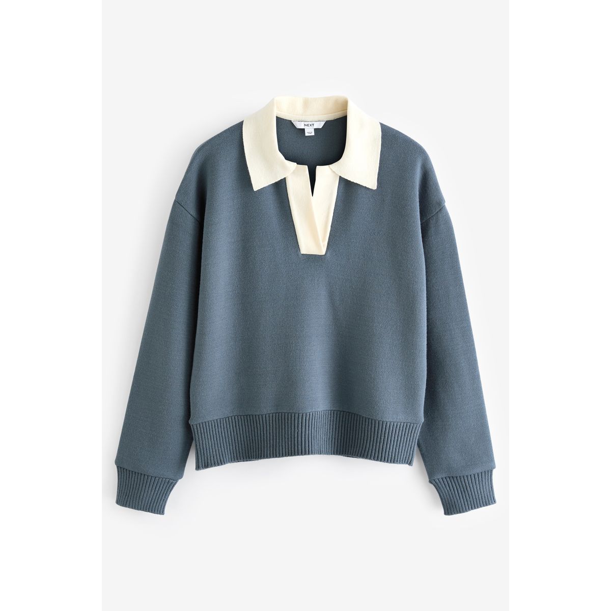 Sweat polo confortable doux avec col bleu sarcelle, NEXT