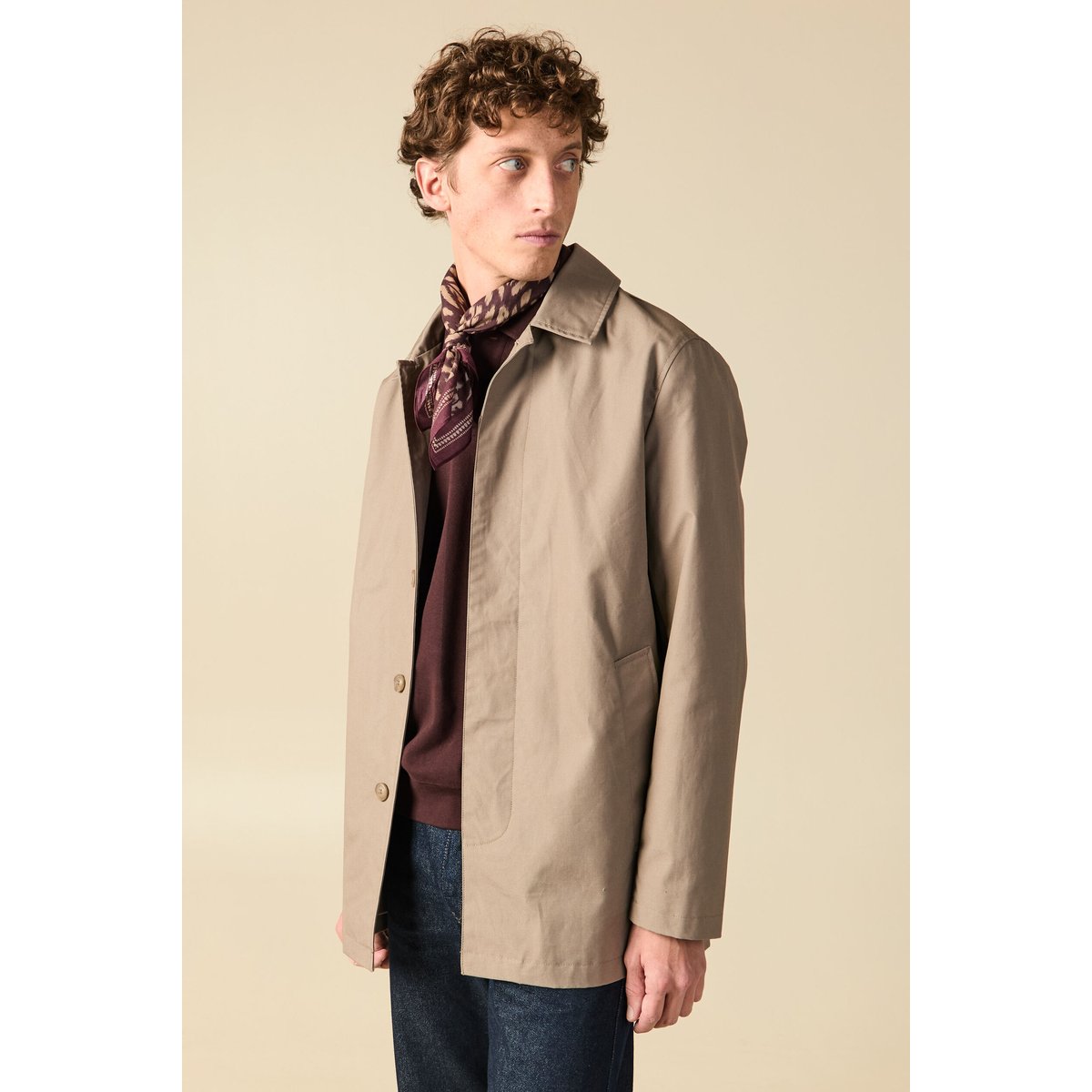 Trench en coton doublé beige, BONOBO