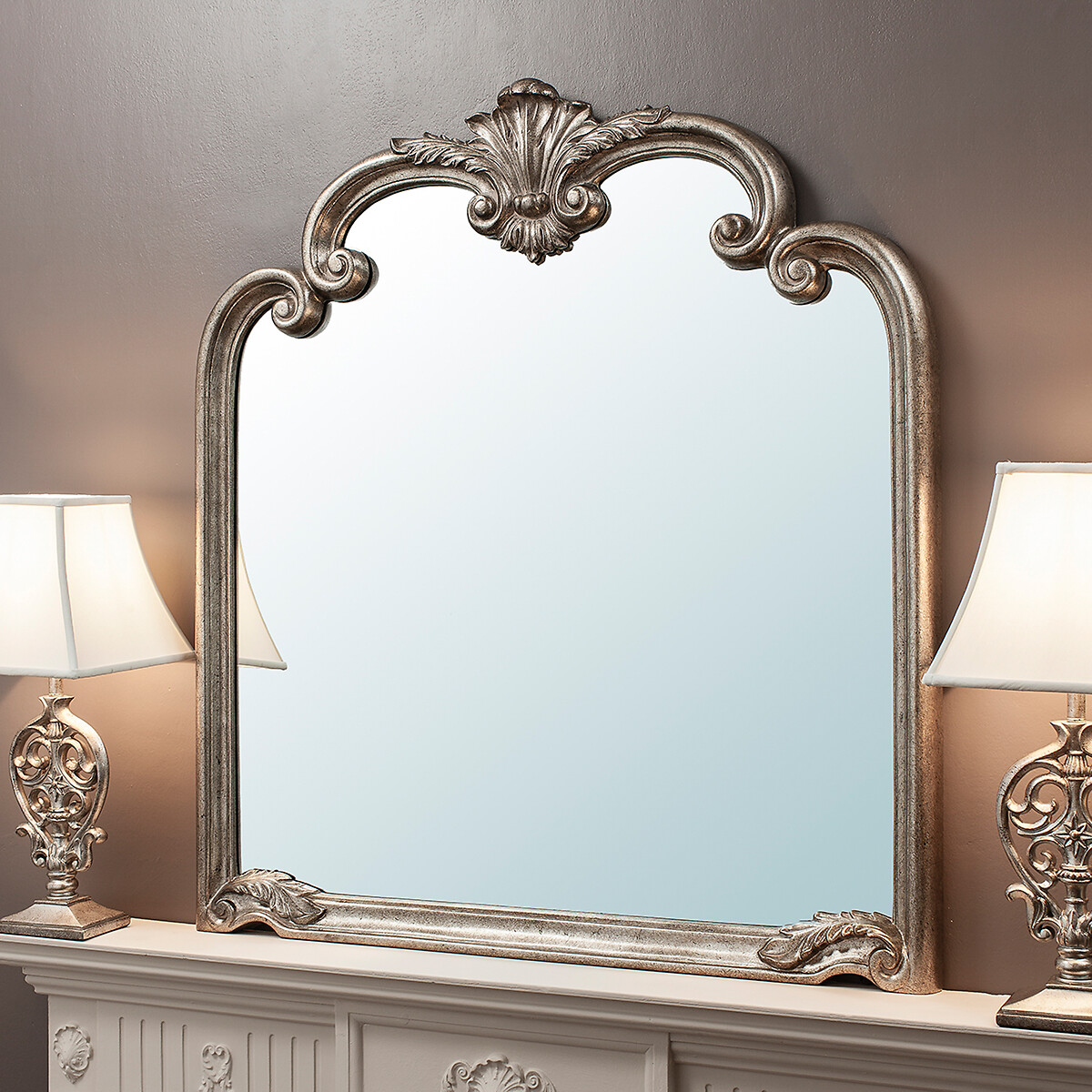 104x115cm Payne Overmantel Mirror in Silver silver-coloured, ÉDITÉ