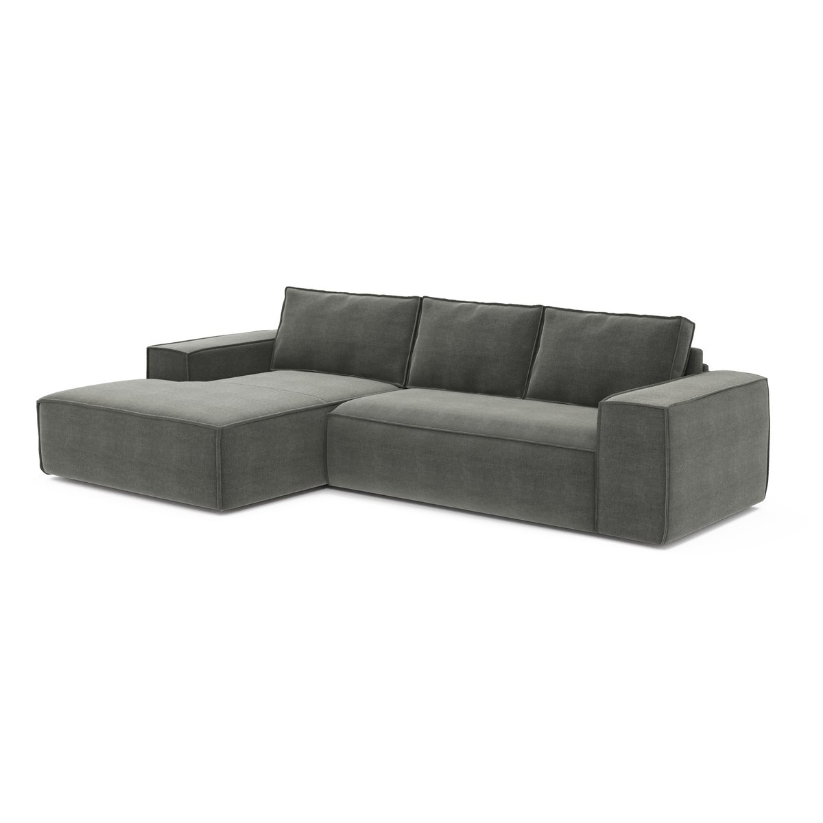 Canapé convertible angle gauche 5 places en velours JOAN gris, SIA HOME
