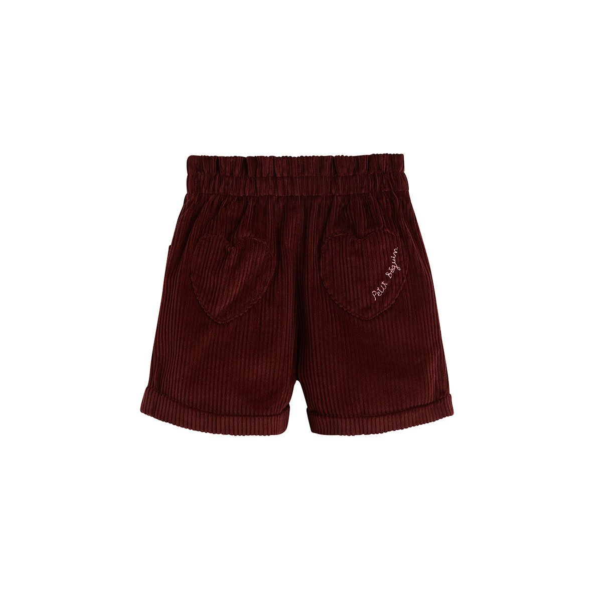 Short enfant en velours côtelé Aimée bordeaux, PETIT BEGUIN