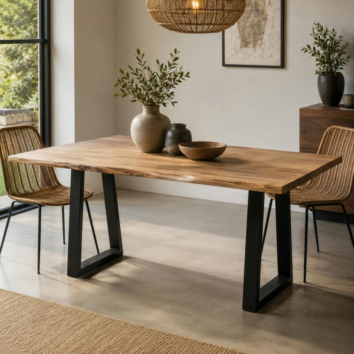 Table à manger bois d'acacia à bords naturels 200 cm CANYON bois naturel, PIER IMPORT