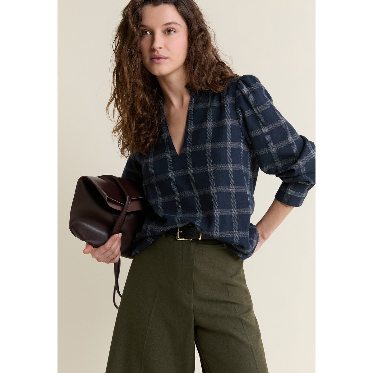 Blouse en coton à carreaux A CHOPIN CRX bleu, ETAM